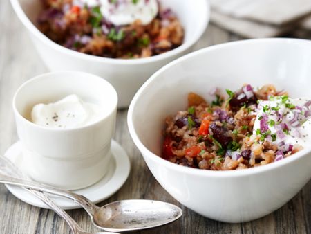 chili con carne med hvidkål